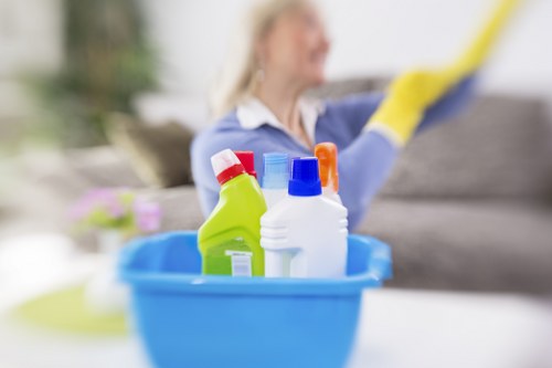 Upholstery stain treatment on a sofa